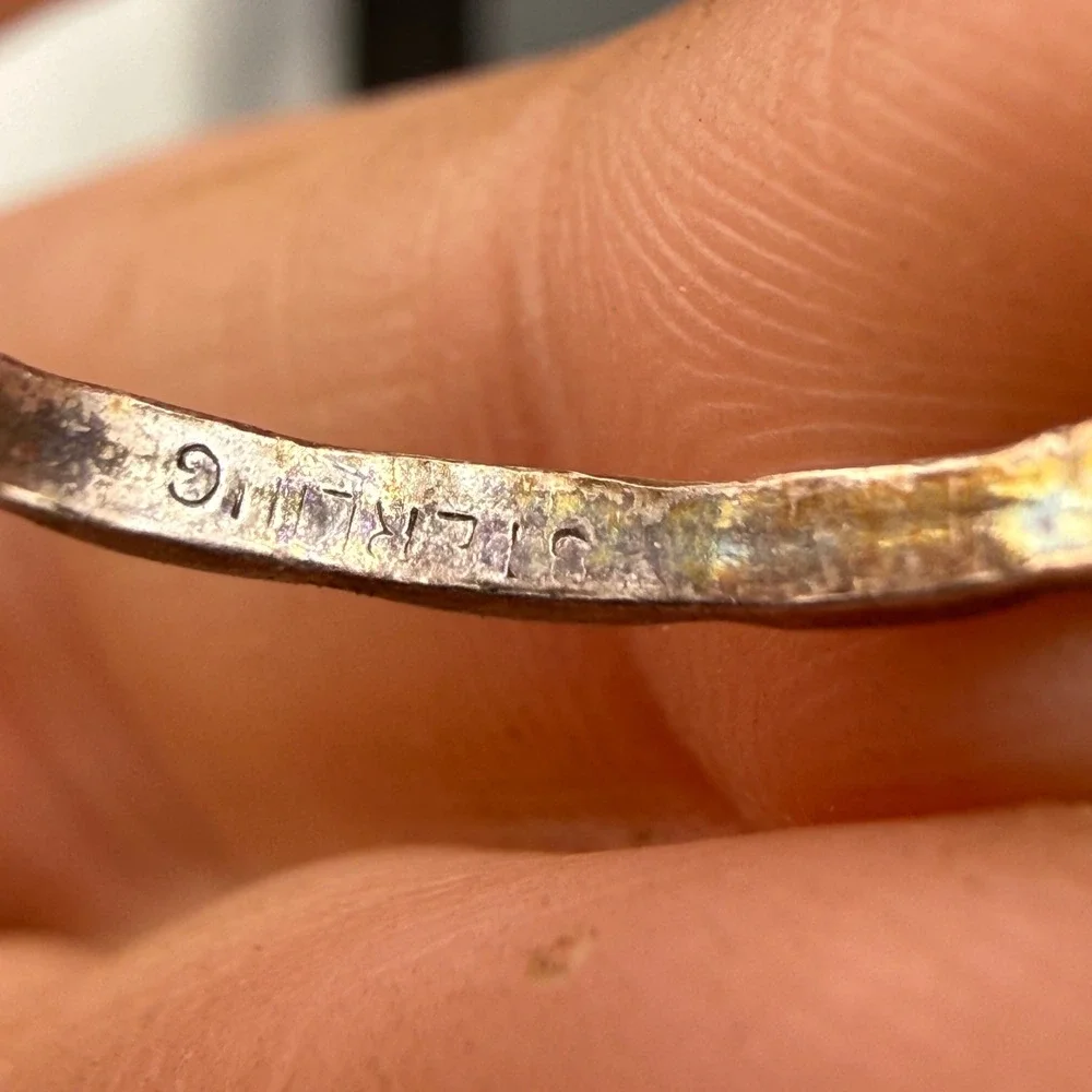 Vintage Sterling Silver Band Ring Textured Patina Size 4 READ